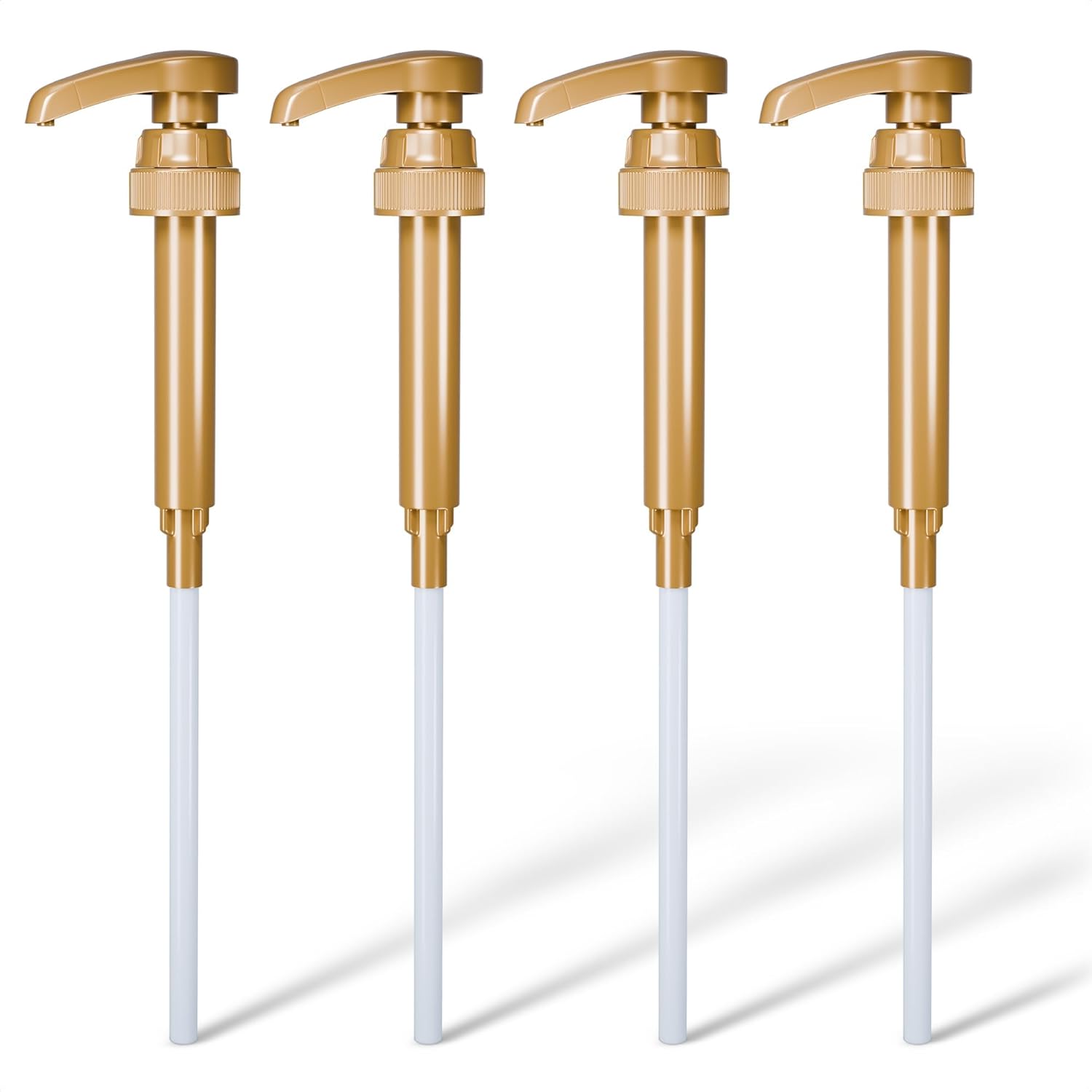 4 Pcs Coffee Syrup Pump Dispenser - Works as Skinny and Torani Syrup Pump - Fits Various 25.4 oz Bottles, Precise Dispensing 0.3oz & Lockable Design, Easy to Use & Clean, Ideal for Liquid & Pastes